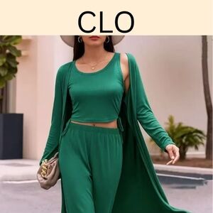Women's Green Three Piece Pajama Set